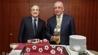 Florentino Perez regala a Galliani una torta per il compleanno